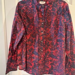 J. Crew Red and Blue Floral Button-Down Shirt